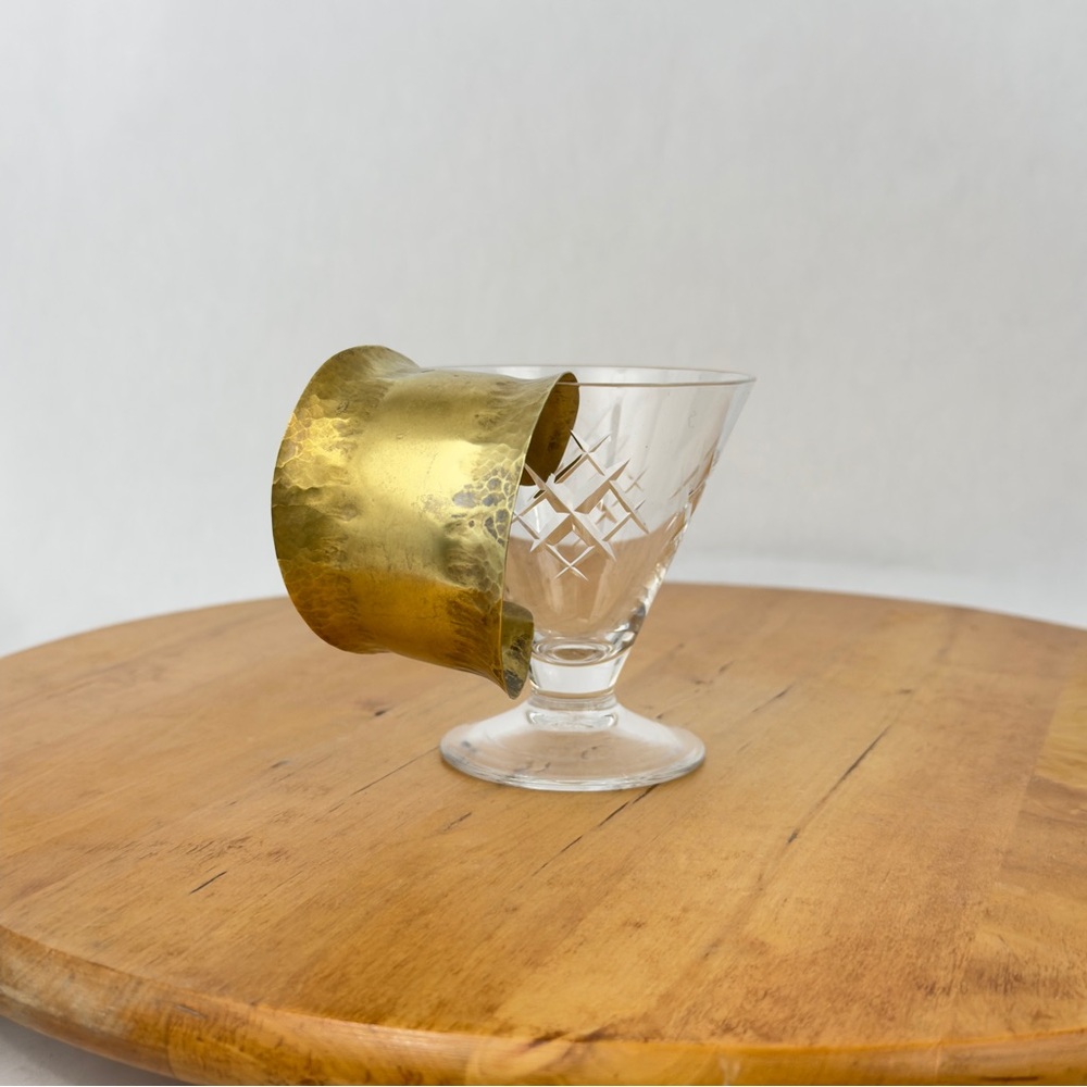 Modernist Solid Brass Satin Hand Hammered Finish Curve Cuff Bangle Bracelet - Picture 9 of 13